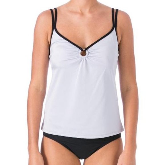 MAINSTREAM Silver Grey Black Tankini - Size 12 - Picture 1 of 3